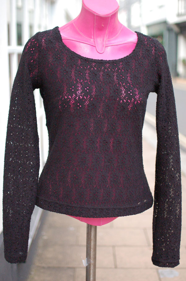 black stretch lace t-shirt