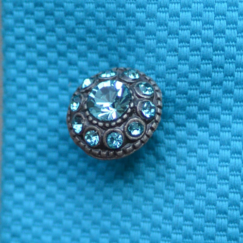 Turquoise diamanté and oxidised metal asian inspired button