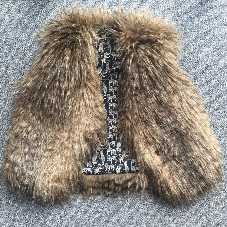 porcupine faux fur gilet with leopard print Liberty tana lawn lining 