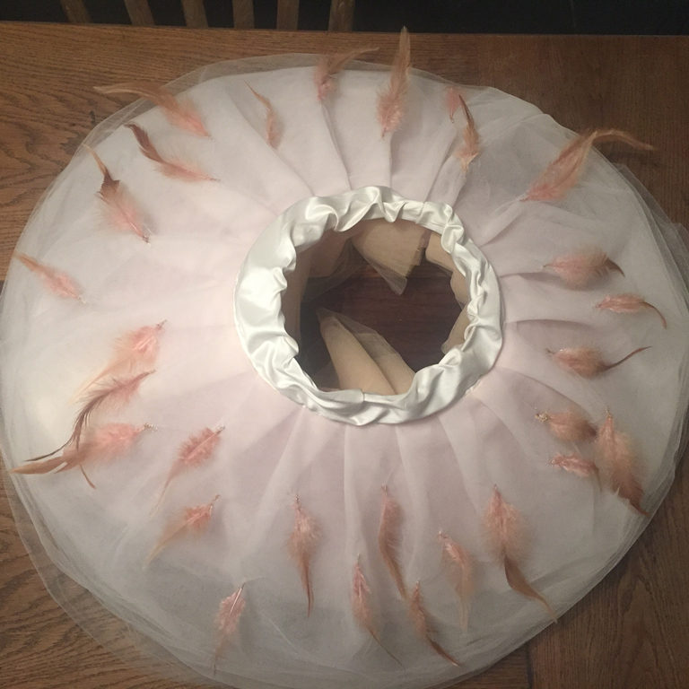 Pale pink tulle ballerina tutus with feathers