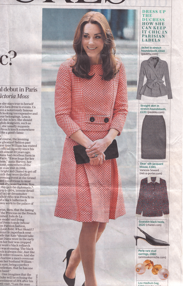 60's inspired red and white checkerboard dress by LG worn by HRH Duchesse of Cambridge