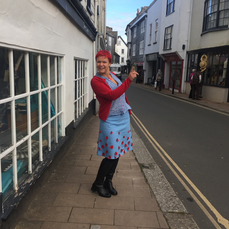 wool challis skirt with artificial petal embellishment