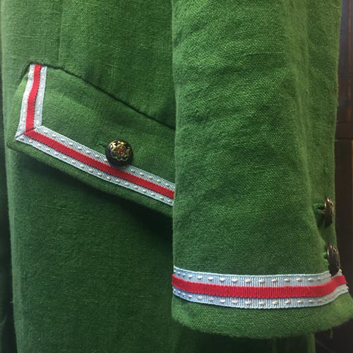 washed heavy linen green coat