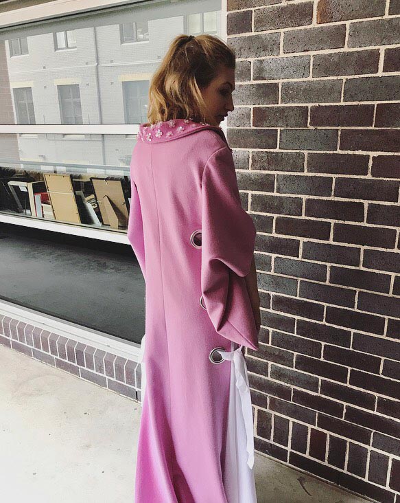 pink felted wool kimono coat