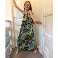 Butterfly Print Viscose ‘learn to sew’ Halterneck Girl’s Dress viscose 'learn to sew' halterneck girl's dress
