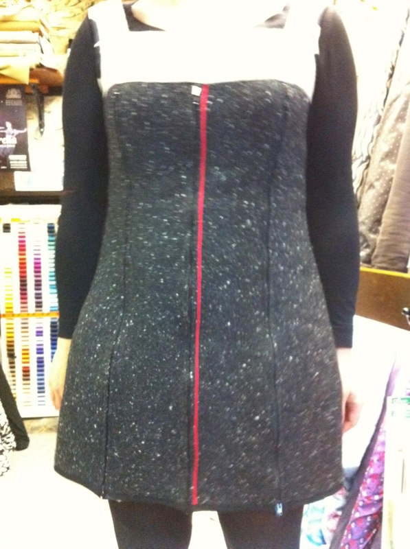 tweed double cloth zippy dress