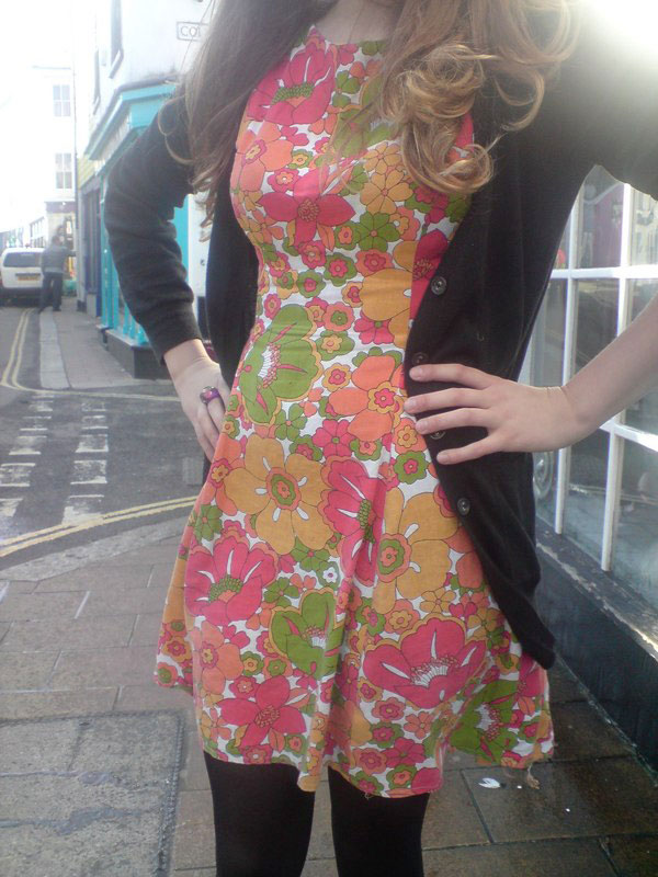 retro floral print panel dress