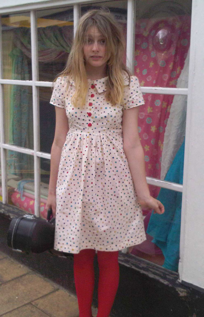 spotty cotton peter pan collar dress