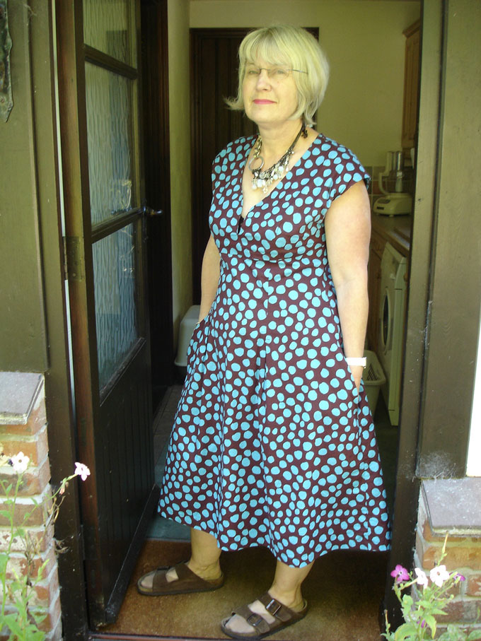 Turquoise spotty Kaffe Fassett cotton flared dress