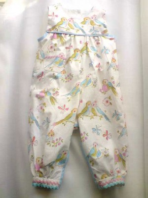 love bird printed cotton romper suit