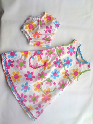 multicolour daisy print toddler dress with knickers