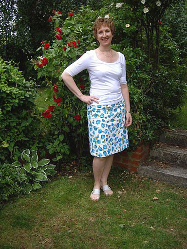 tulip print stretch cotton sateen skirt