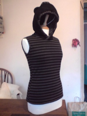 quilted jersey hoody with ears body warmer