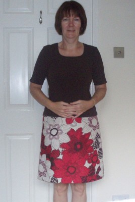 linen and ramie printed a-line skirt