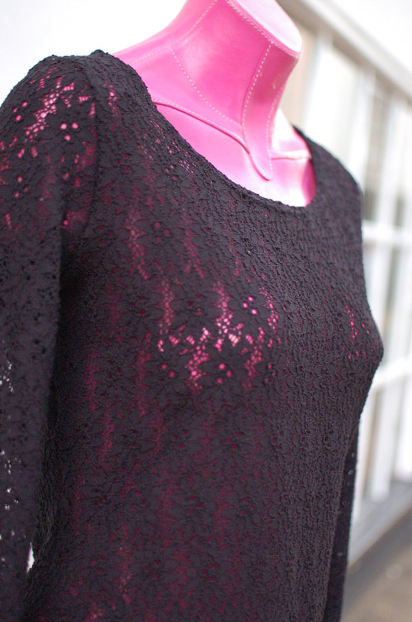 black stretch lace t-shirt