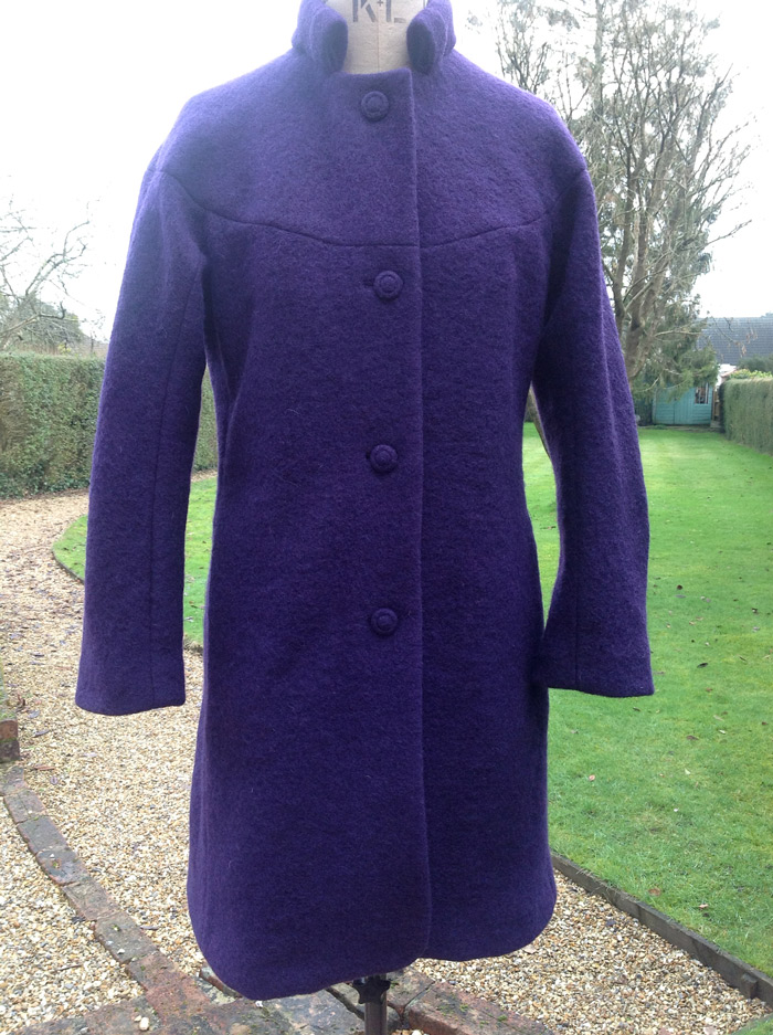 aubergine purple boiled wool coat