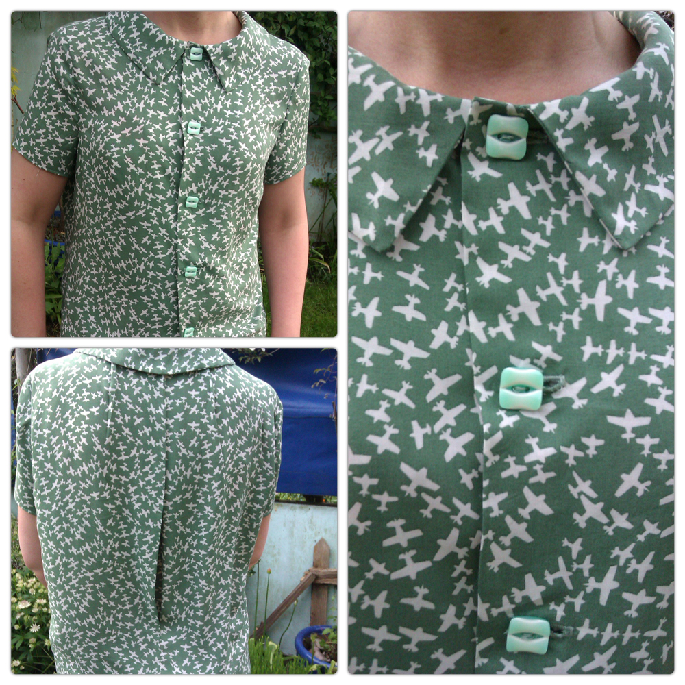 aeroplane printed viscose lawn blouse