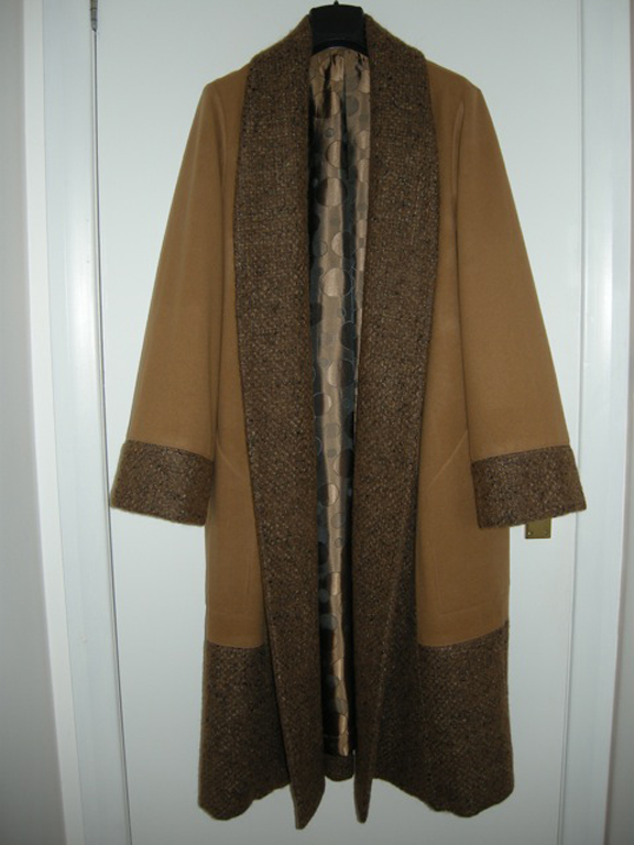 brown wool melton and tweed coat