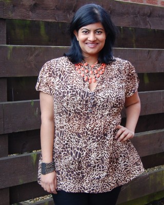 animal print wool challis shirt