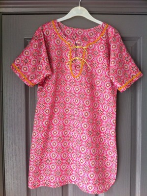 pink printed cotton kaftan