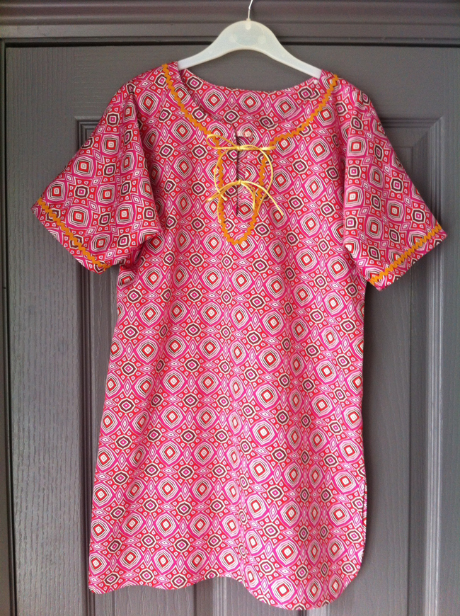 pink printed cotton kaftan