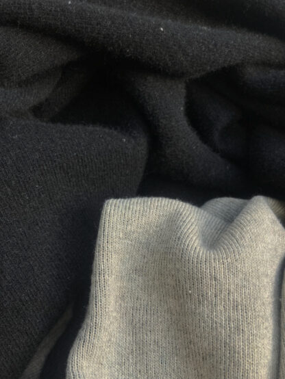 Black 100% Wool with Beige 100% Cotton backing coatigan knit heavy Jersey