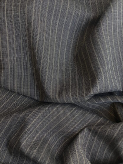 Steel Blue Grey pinstripe fine Worsted Wool Suiting