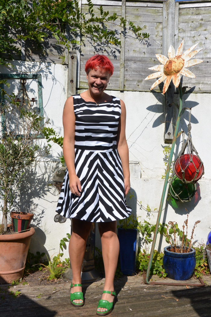 reversible denim and printed viscose dress