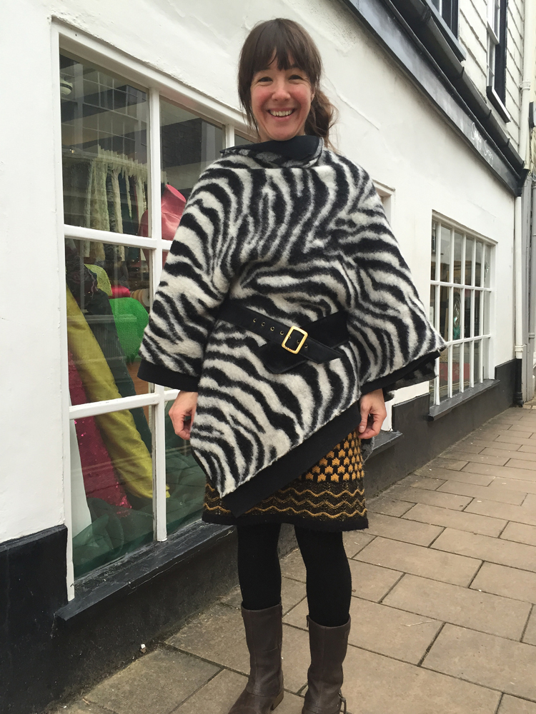 tiger stripe boiled wool cape