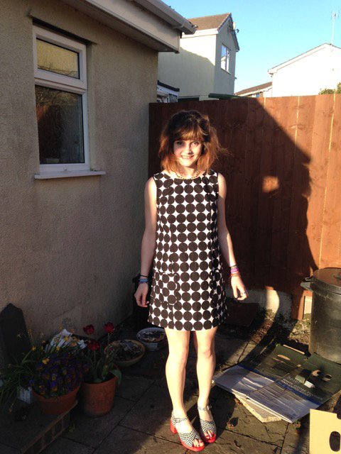 black and white spot print cotton 60's mini dress