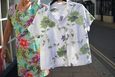 embroidered and hand painted Italian linen shirt