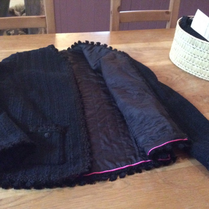 Black Wool Mix Bouclé Cardigan Jacket Laurent Garigue bouclé knit Chanel type Jacket