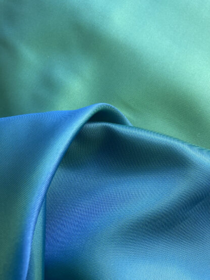 peacock green and blue shot viscose and acetate coat lining