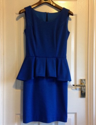 ultramarine blue ponte roma jersey peplum dress