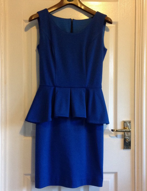 ultramarine blue ponte roma jersey peplum dress