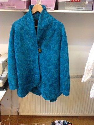 turquoise chenille brocade jacket