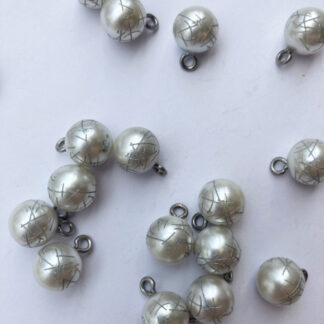 Pearl Silver white engraved plastic ball button