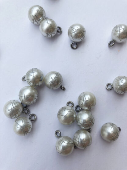 Pearl Silver white engraved plastic ball button