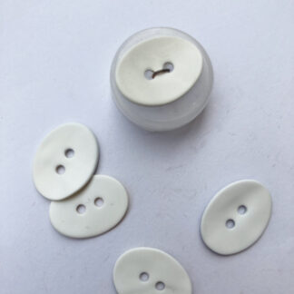 white painted shell oval 2 hole flat button