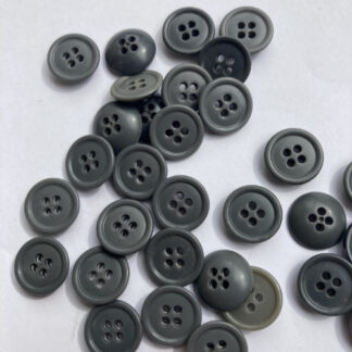 Grey traditional 4 hole plastic rugby shirt button