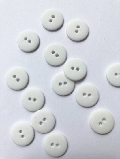 white 2 hole matt plastic button