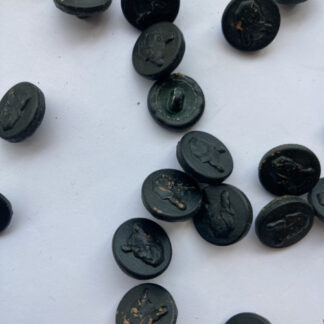 Dark Green-Black embossed with dog face leather shank button