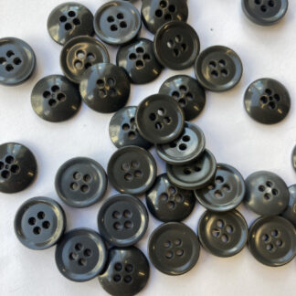 Grey traditional 4 hole plastic rugby shirt button