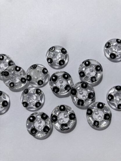 Clear and Black spotty high gloss bowl shape button