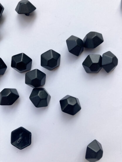 black metal hexagonal 3d shank button