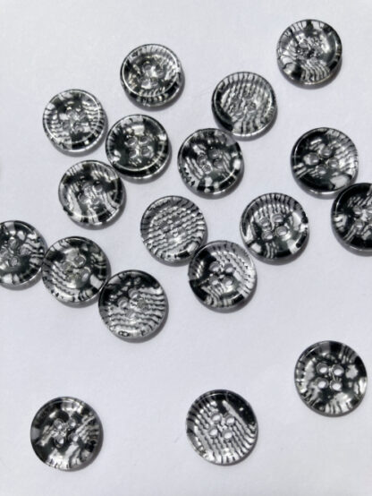 Black and Clear lace printed glossy plastic 2 hole button