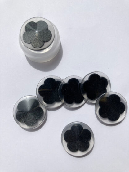 Black and Clear Mary Quant daisy glossy plastic button