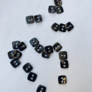 Black matt painted 2 hole shell tiny square button