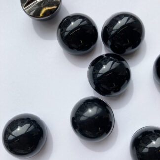 Black large half round glossy shank button