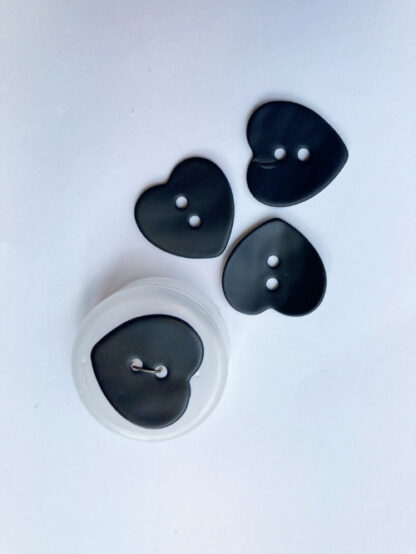 black heart shaped matt painted shell button